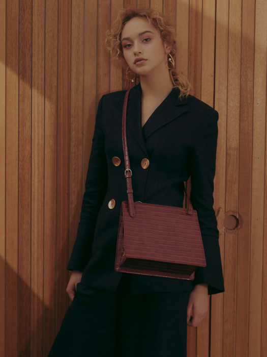 FLOUI Croc Dahlia (M) Bag (Tawny Port Wine)