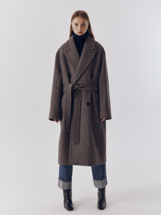 UNISEX OVERSIZED BELTED DOUBLE WOOL COAT CHECK_UDCO0F117MU