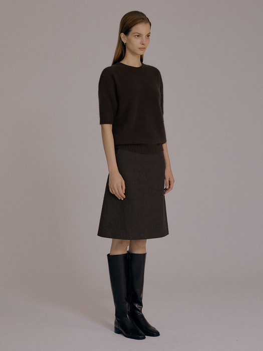 Classic wool mid-skirt (Brown)