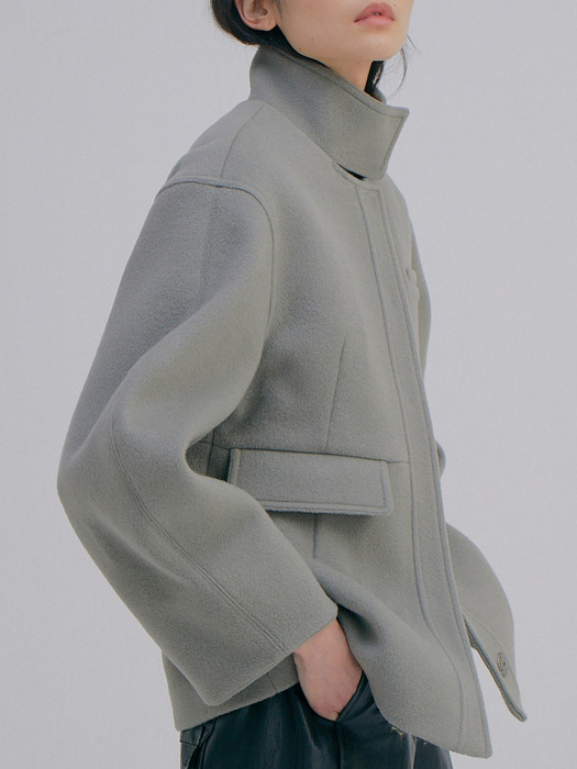 Round Half Coat_Grey