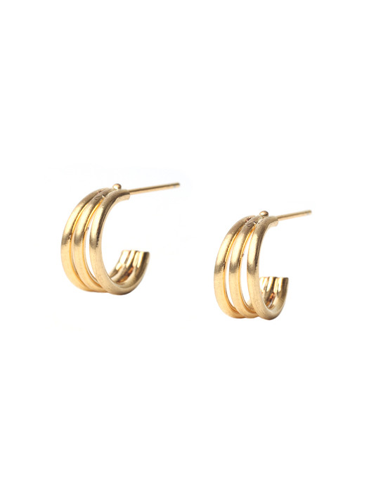 LU54 TOUxHAS Three lined gold earrings