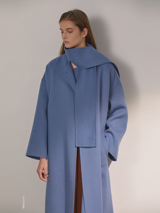 DEMERE WOOL SCARF COAT (DEMERE BLUE)