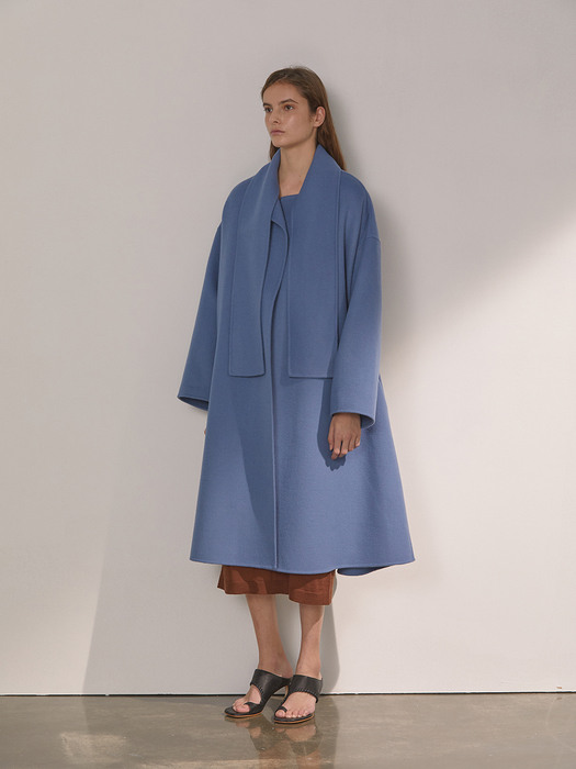 DEMERE WOOL SCARF COAT (DEMERE BLUE)