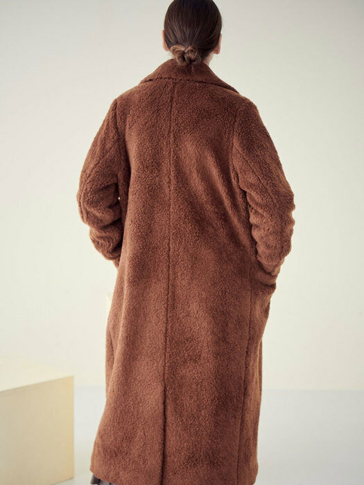 WOOL BLENDED FUR DOUBLE COAT_BROWN