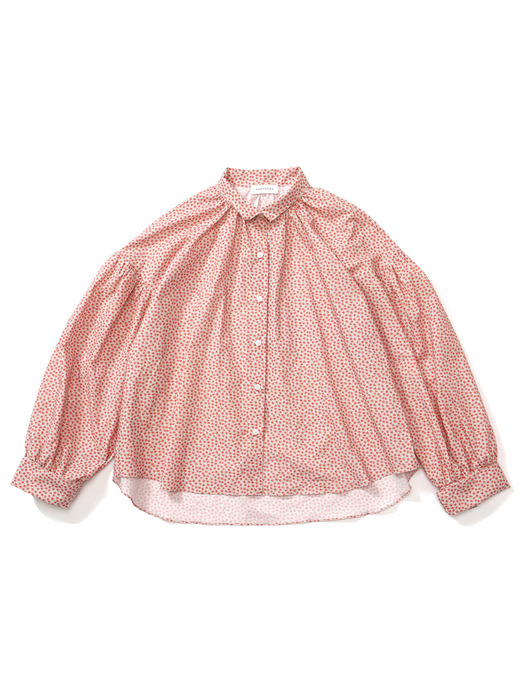 Freckle Flower Shirring Shirt [Pink,Navy]