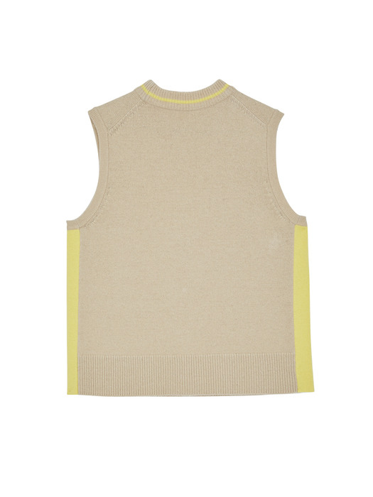 [EXCLUSIVE] Color Lined Knit Vest camel & yellow