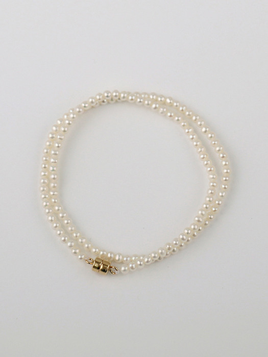 baby pearl 2 line bracelet(14K gold-filled magnetic clasp)