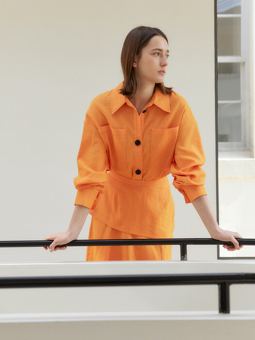MAGGY_SEMI CRAPPED & OVERFITTED SHIRT_BLAZING ORANGE