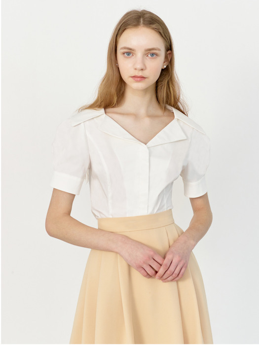 [미전시]ANNA V-neck puff sleeve blouse (Ivory)