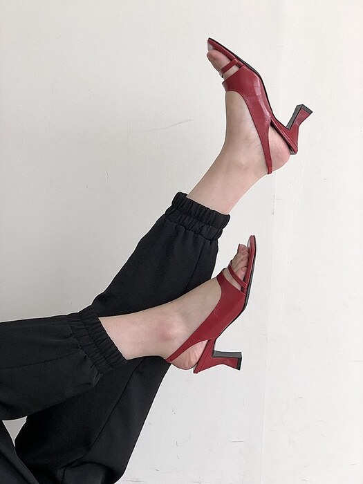 toe open square slingback red