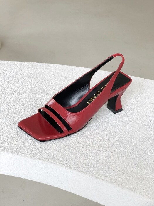 toe open square slingback red