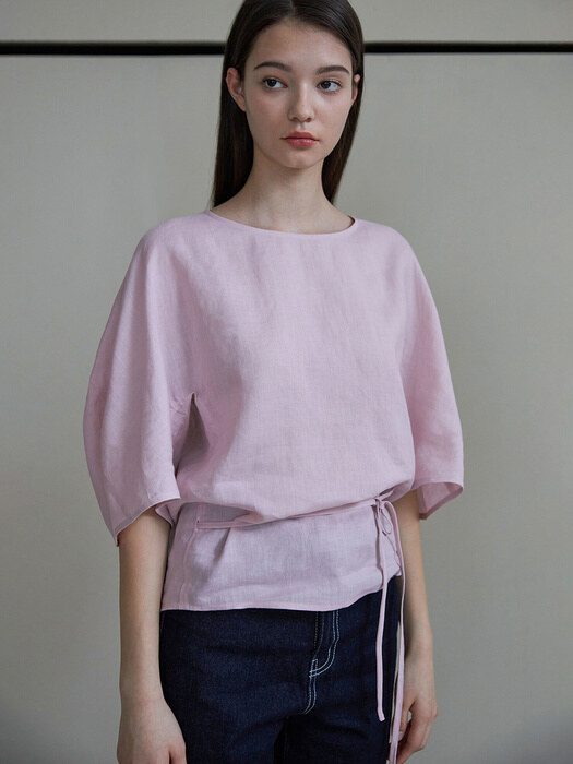 Linen line blouse (pink)