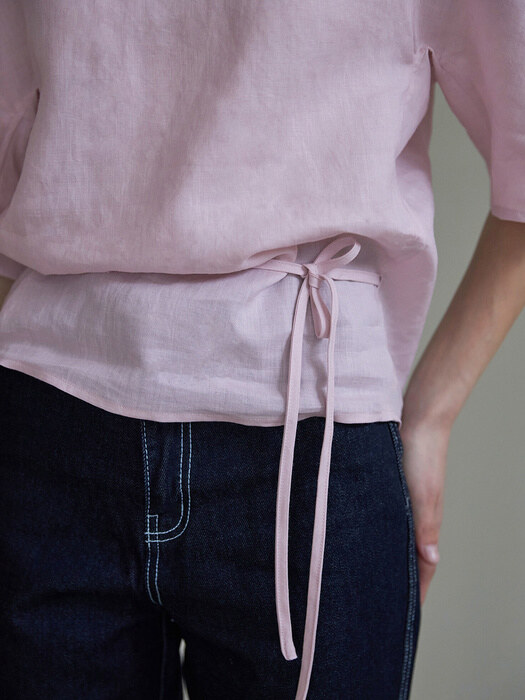 Linen line blouse (pink)