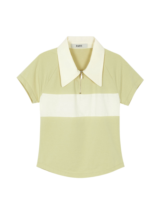 Coloring Neck Collar Jersey Shirt in Beige Yellow VW1ME062-CT