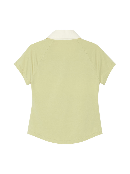 Coloring Neck Collar Jersey Shirt in Beige Yellow VW1ME062-CT