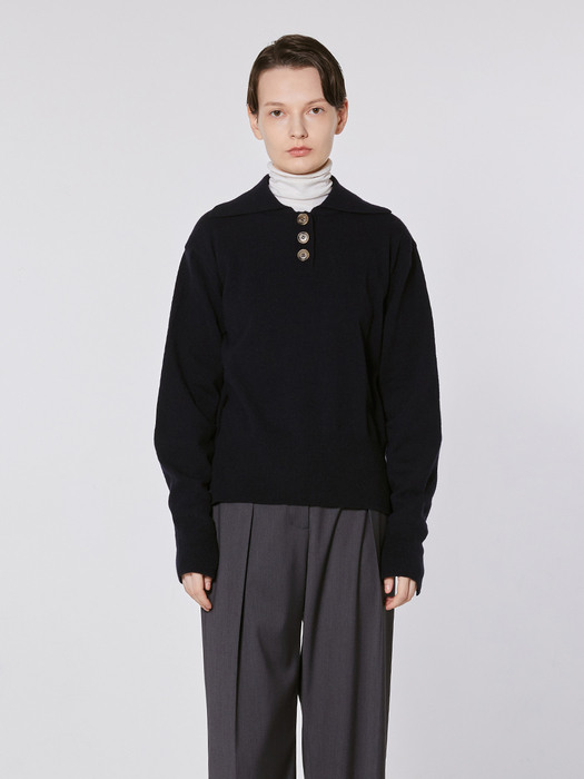 TOF SAILOR COLLAR CASHMERE KNIT D-NAVY