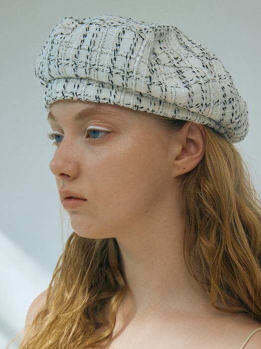 [Let there be light] Tweed beret_white
