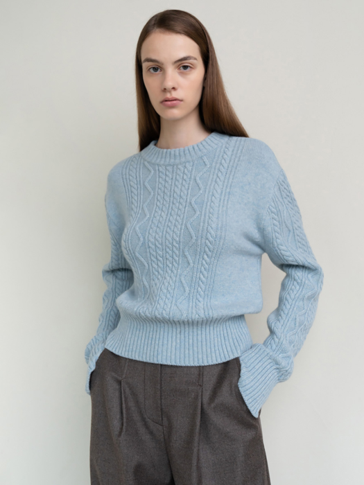 CABLE PULLOVER KNIT (BLUE)
