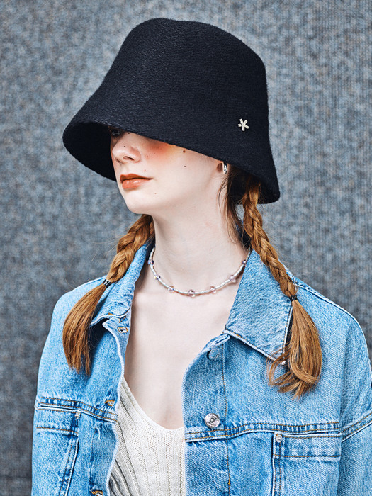 BASIC WOOL BLACK BUCKET HAT