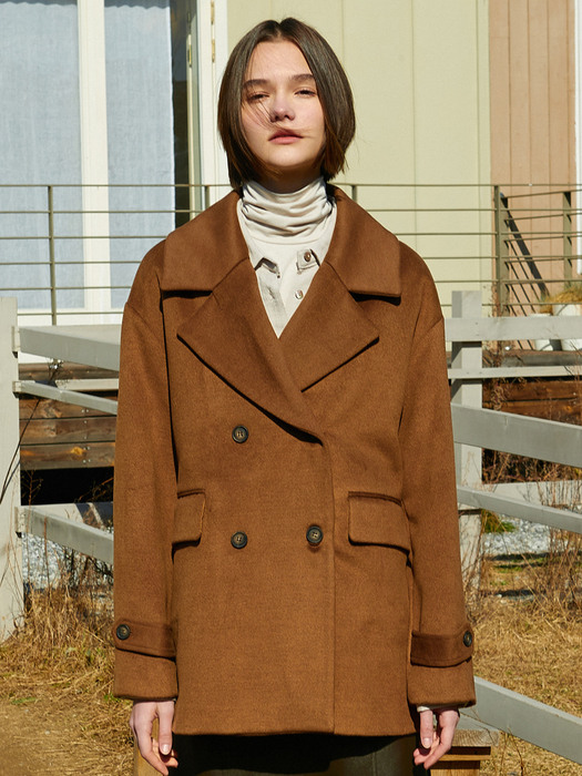amr1357 overfit half coat (brown)