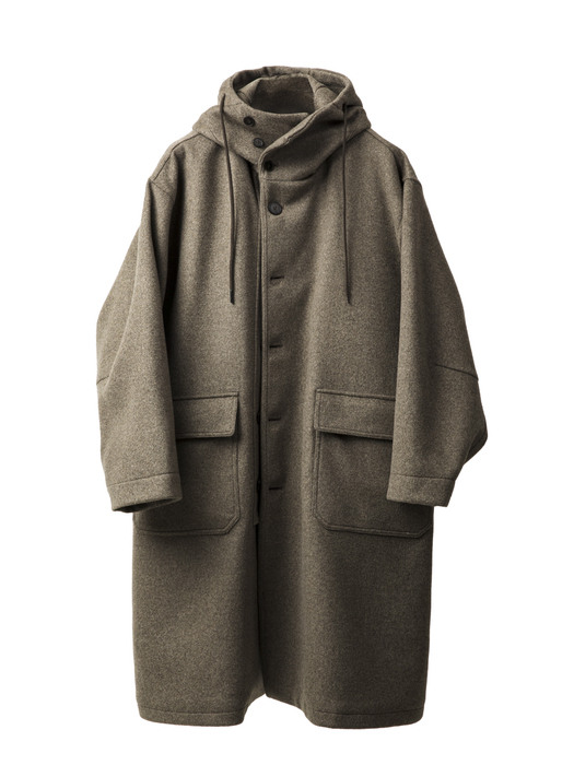 HUUG VOLUME HOODED WOOL COAT_BR