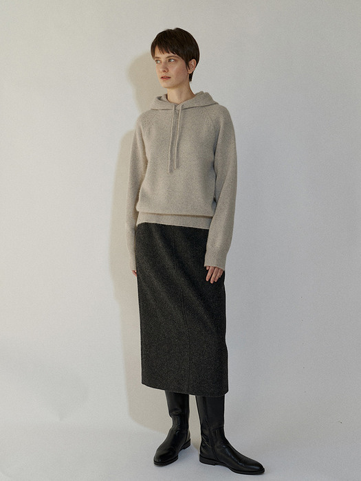 Shaggy Wool SKirt in Charcoal
