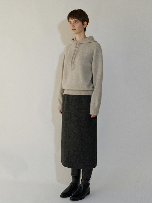 Shaggy Wool SKirt in Charcoal