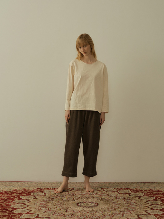 (w) Readymade Cropped Trouser in Waffle Jersey Charcoal
