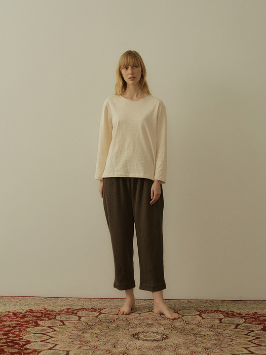 (w) Readymade Cropped Trouser in Waffle Jersey Charcoal