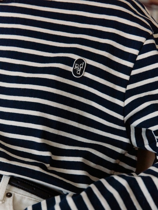 dpwd logo stripe t-shirt (navy+ivory stripe)