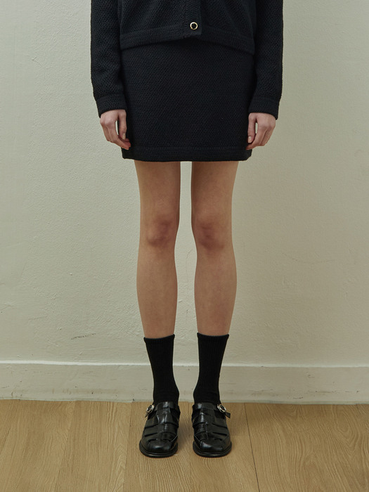 Tweed mini knit skirt_BLACK