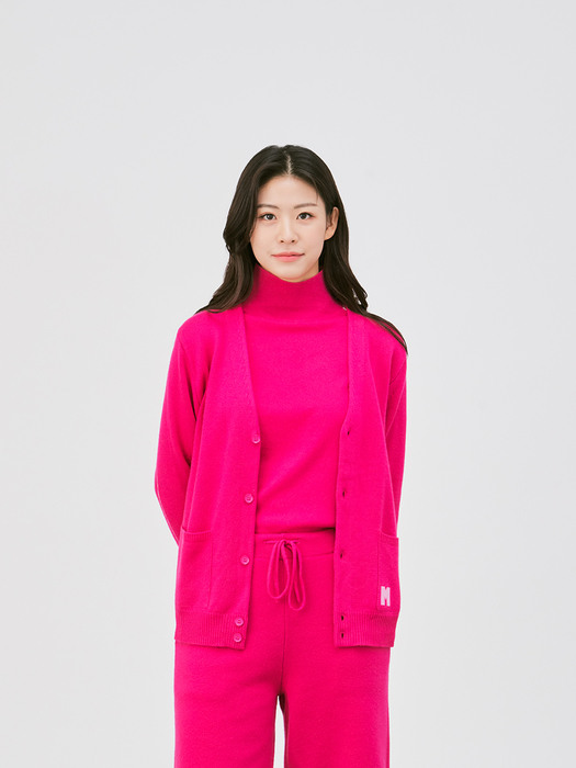 90/10 wool/cashmere Fuchsia Pink with baby pink stripe
