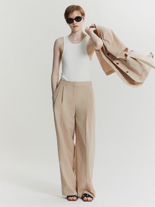 [Easy] Two Tuck Semi-wide Trousers _ 2color