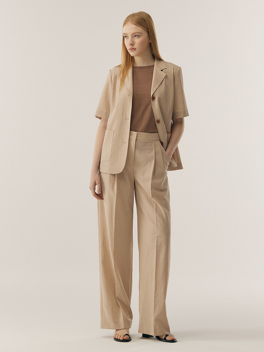 [Easy] Two Tuck Semi-wide Trousers _ 2color