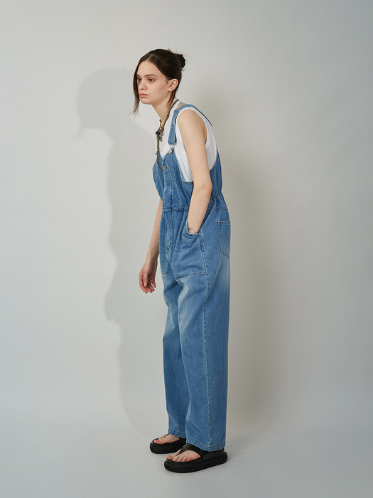 ELLON V-NECK DENIM OVERALL_MEDIUM INDIGO