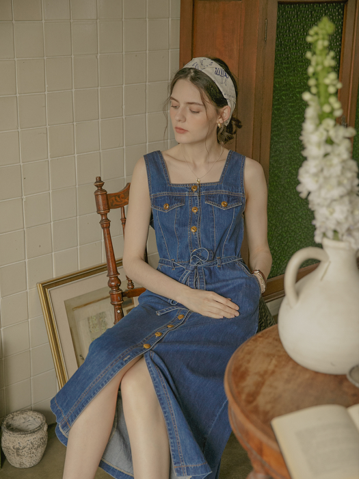 ALIA sleeveless denim dress_blue