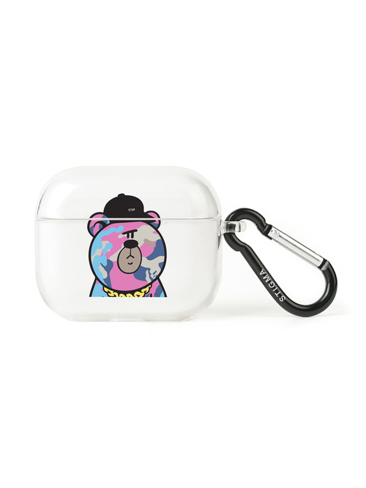 AirPods 3rd Generation CASE CAMOUFLAGE BEAR PINK CLEAR