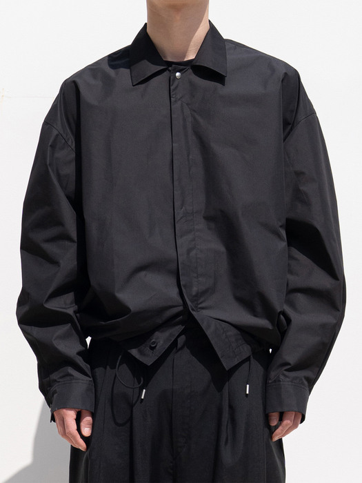 Compact yarn shirt jacket Black