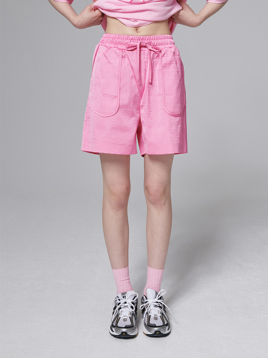 Pattern embossing shorts - Pink