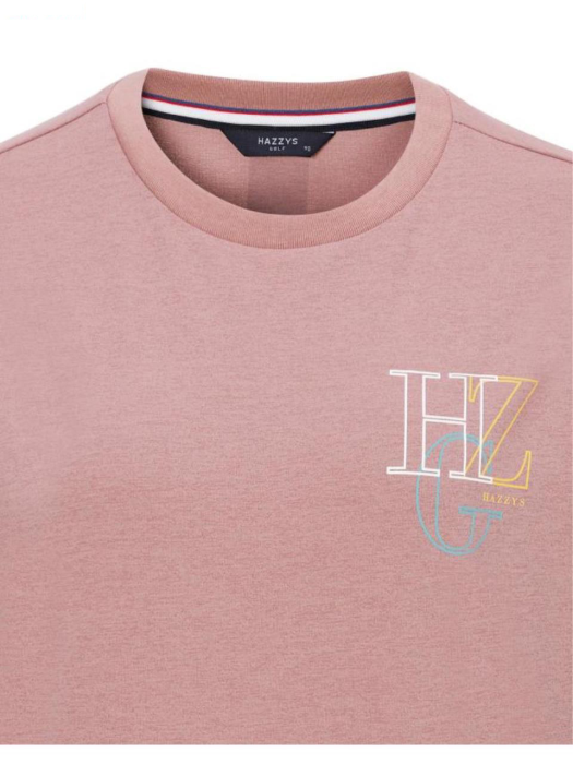 [22SS 헤지스 골프 여성]핑크 로고 반팔 라운드 티셔츠_HWTS2B932P3