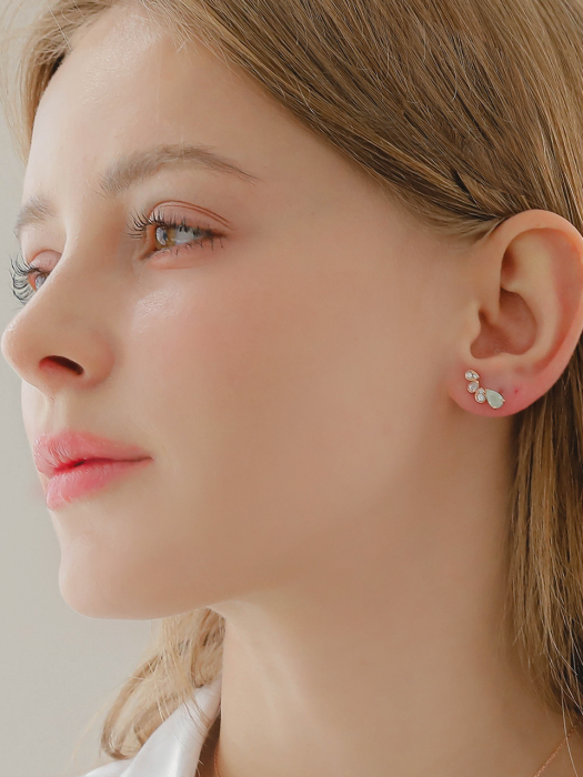 Waterdrop Shape Cubic Gemstone Rose Gold Earrings M03730