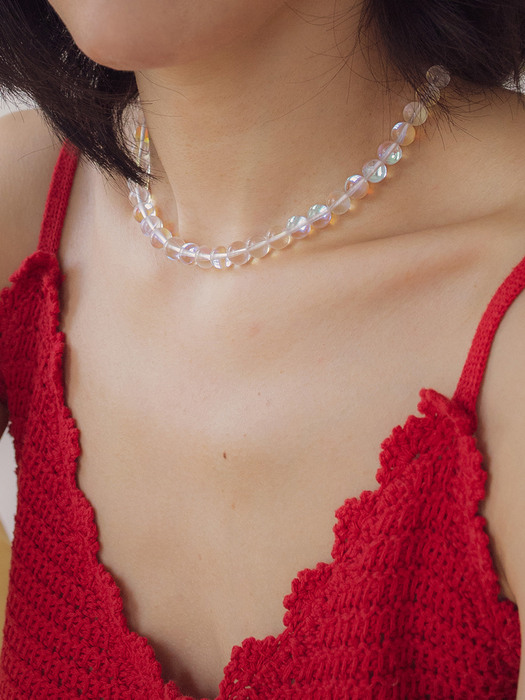 Shining gemstone love point necklace