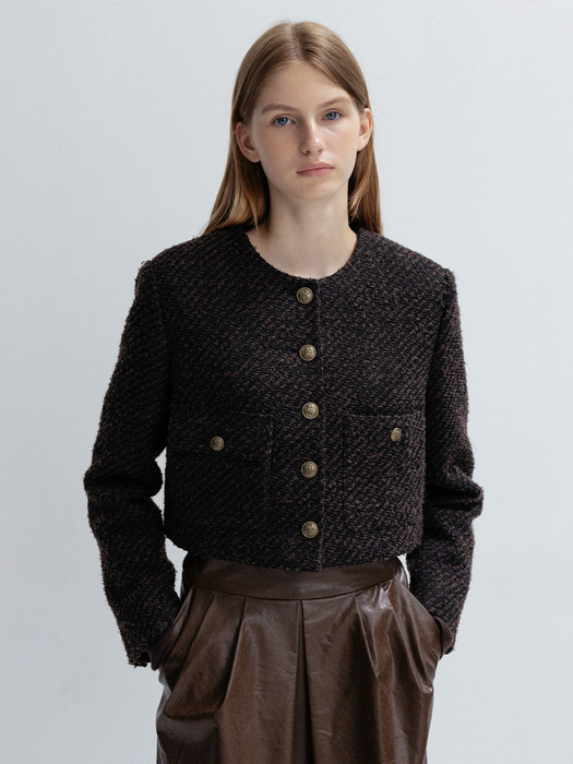 Two-Tone Tweed Crop Jacket  KW2AJ7040_93