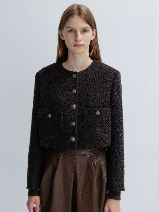 Two-Tone Tweed Crop Jacket  KW2AJ7040_93