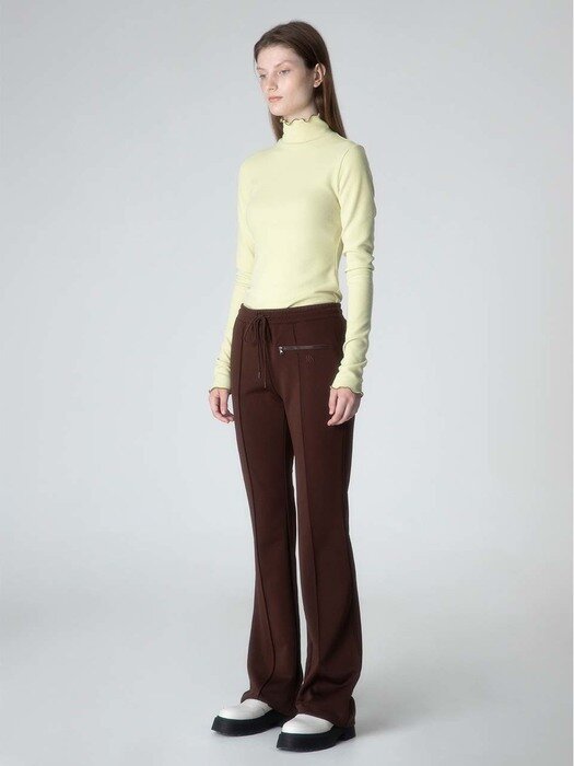 Jersey String Boots Cut Pant in Brown VW2AL412-93