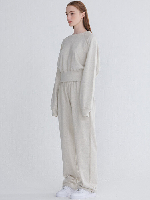 STRING WIDE PANTS OATMEAL