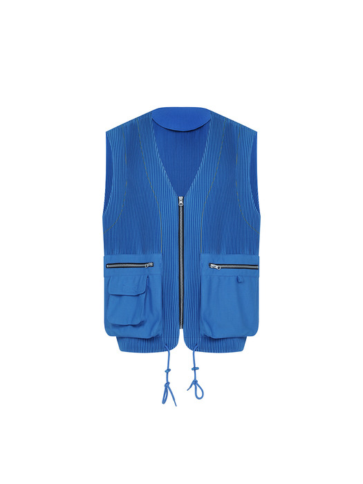 Pleated Cargo Vest WASHING BLUE