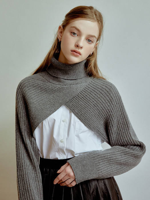 Bolero turtleneck knit (gray)