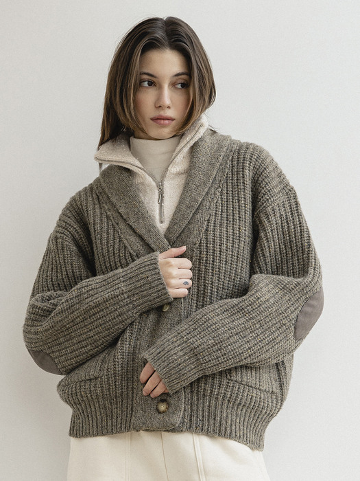 KN4210 Wool country cardigan_Cocoa brown