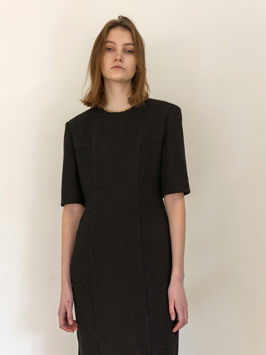 Wool Tweed Side Slit Dress